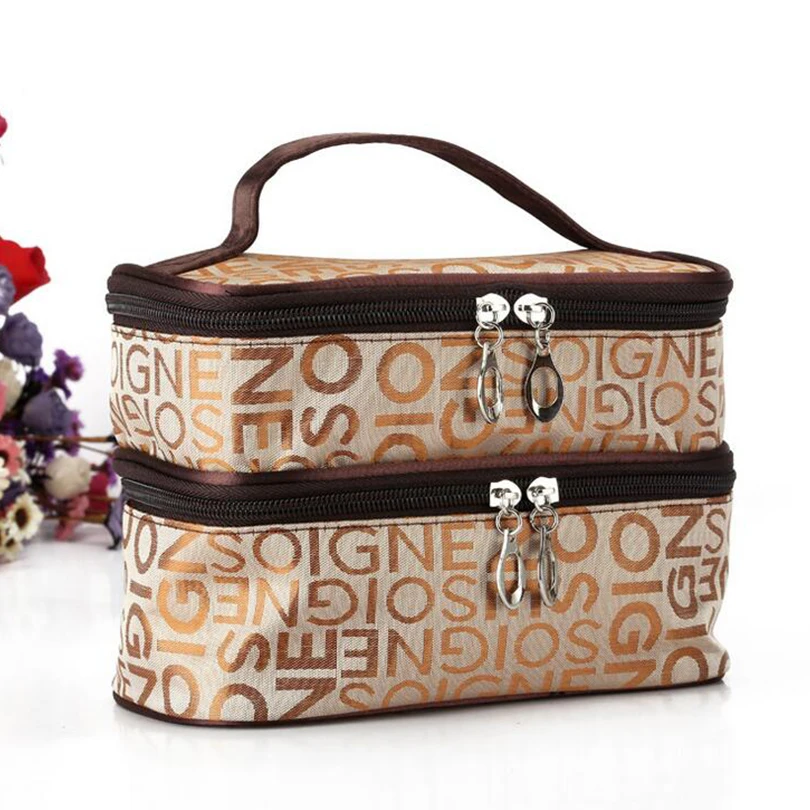 

2021 Letter 2 Layer Cosmetic Bag Women Travel Necessaries High-Capacity Storage Laptop Makeup Organizer Handbags JXY65
