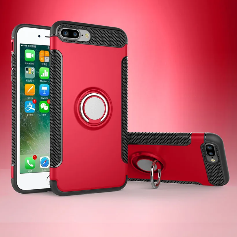 Red Akabeila чехол для iPhone 11 Pro Max чехол палец кольцо магнитные наклейки для авто протектор для iPhone 6S 7 8 Plus X XR XS MAX чехол бампер для iPhone 7plus - Цвет: Red