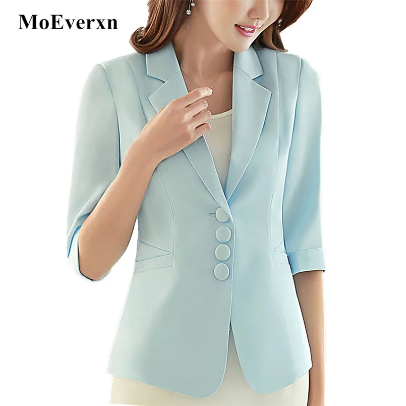 Повседневное Работа Офис пиджак три кнопки куртка для Для Женщин Половина рукава