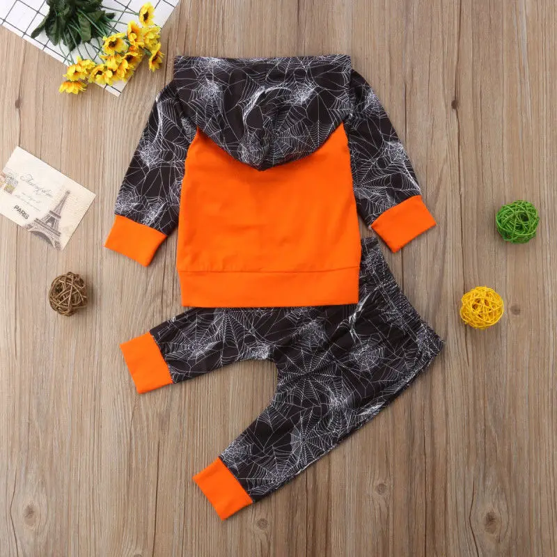 2018 Fashion Newborn Kids Baby Boys Spider Cotton Long Sleeves Hoodies Tops Pants Outfits Clothes Autumn Set |