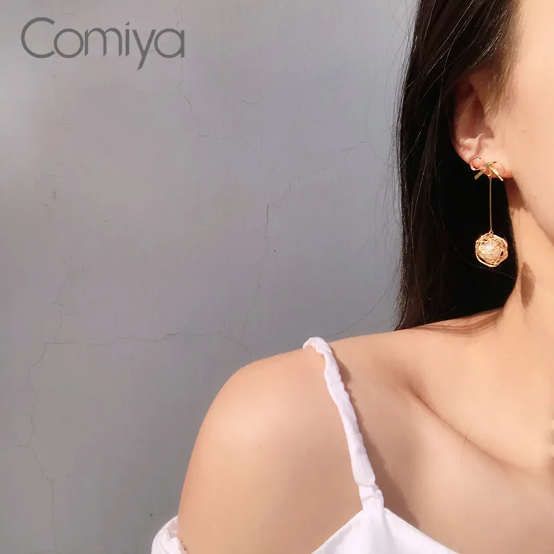 Comiya Висячие серьги для женщин Золотой цветной цинк сплав длинные звенья
