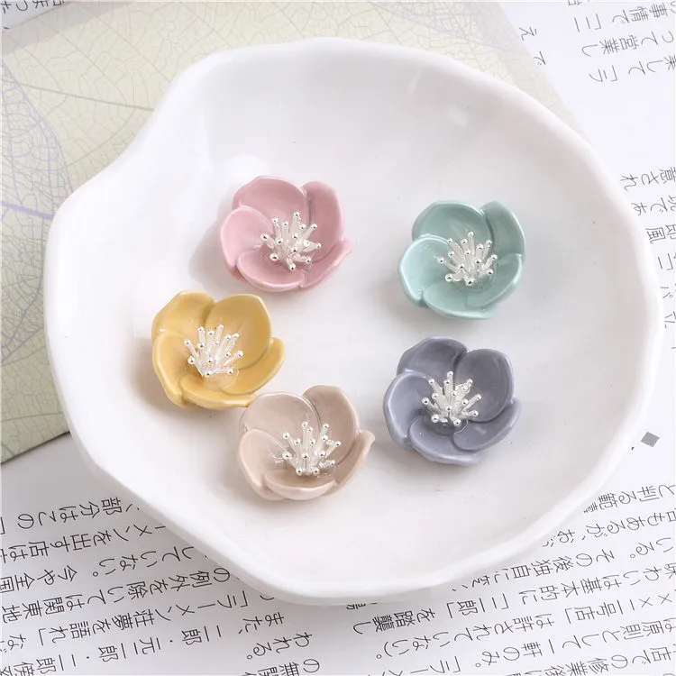 Diy jewelry finding 30pcs/lot colorful alloy drop oil flowers shape cartoon Stamens daisy metal fashion charms | Украшения и
