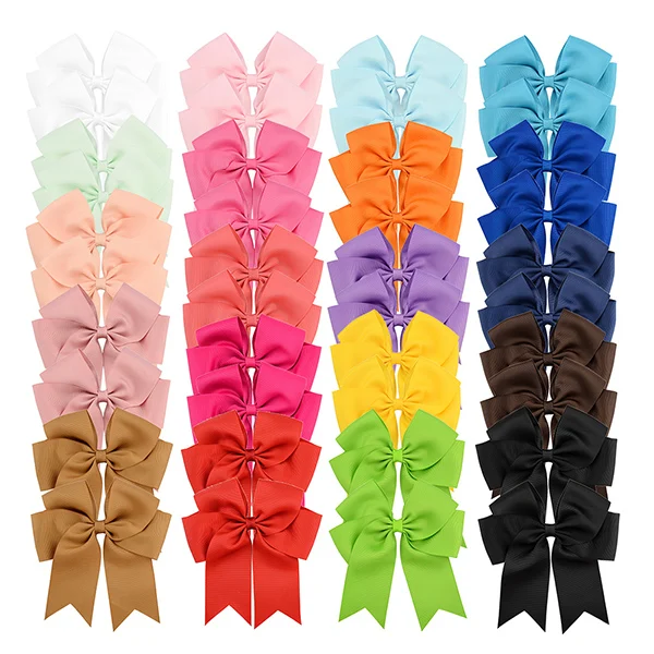 20-pairs 20 пар 6 дюймов большой Cheer Grosgrain ленты бант аксессуары для волос ручной работы Твердые Болельщицы банты для волос с аллигатором заколки для волос - Цвет: 20-pairs