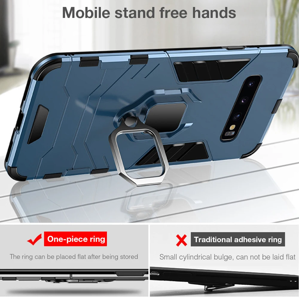 Heyytle Armor Shockproof Case For Samsung Galaxy S9 S8 Plus S7 edge A5 S10 Metal Magnet Ring Holder Note 8 9 Cover |