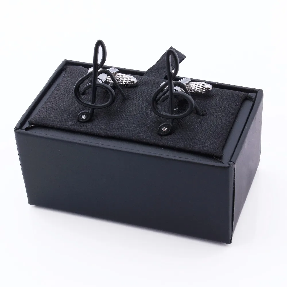 HAWSON запонки интересного стиля черная музыкальная нотка с прозрачными