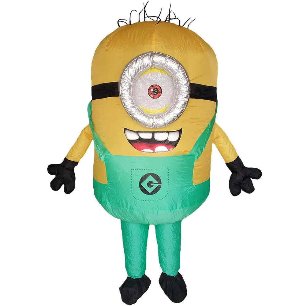 Green Single Eye Надувной костюм Миньона для женщин и мужчин, наряд для вечеринки на Хэллоуин, маскарадный костюм, карнавальный костюм, маскарадный костюм, красный, зеленый, синий - Цвет: Green Single Eye