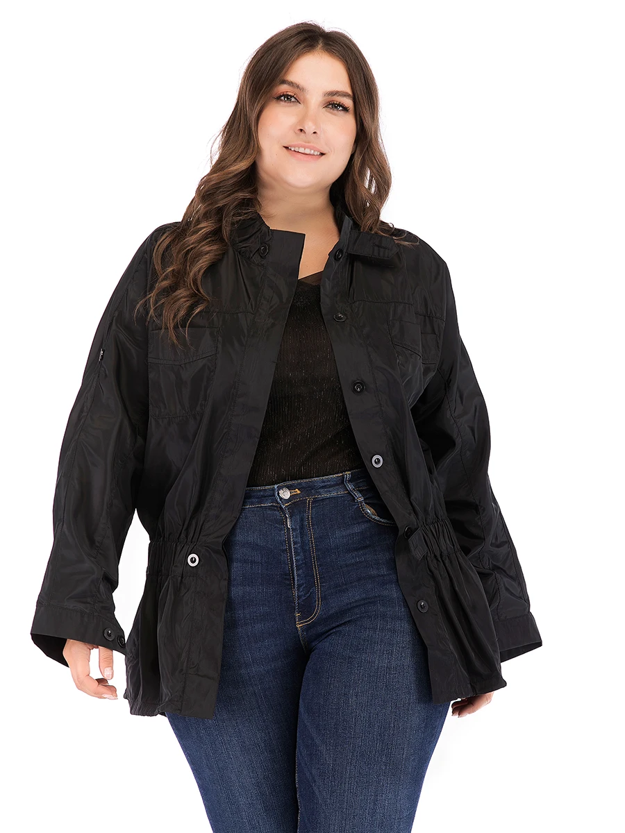 Женское пальто классическое повседневное тонкое с стоячим воротником и длинным