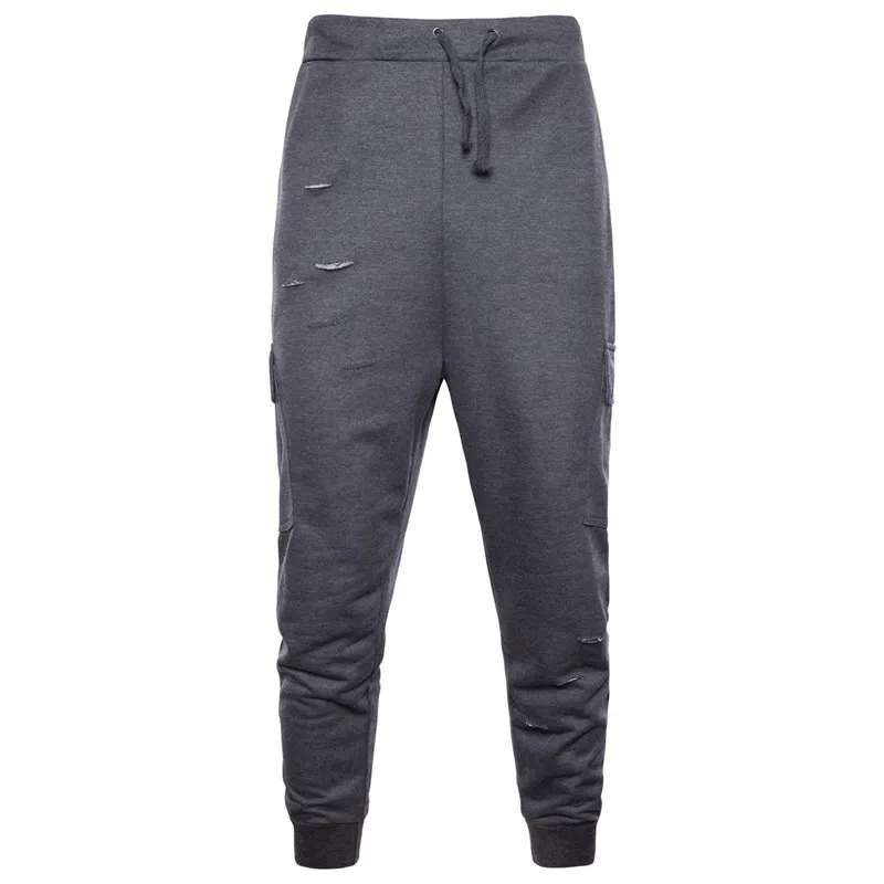 

New Fashion Men Broken-hole Beam Foot Harem Pants Men Casual Cotton Blend Sports Loose Trousers For Nice Autumn Winter S-2XL