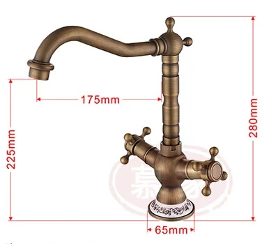 Кухонный смеситель с двумя ручками поворотный кран из сине-белого фарфора