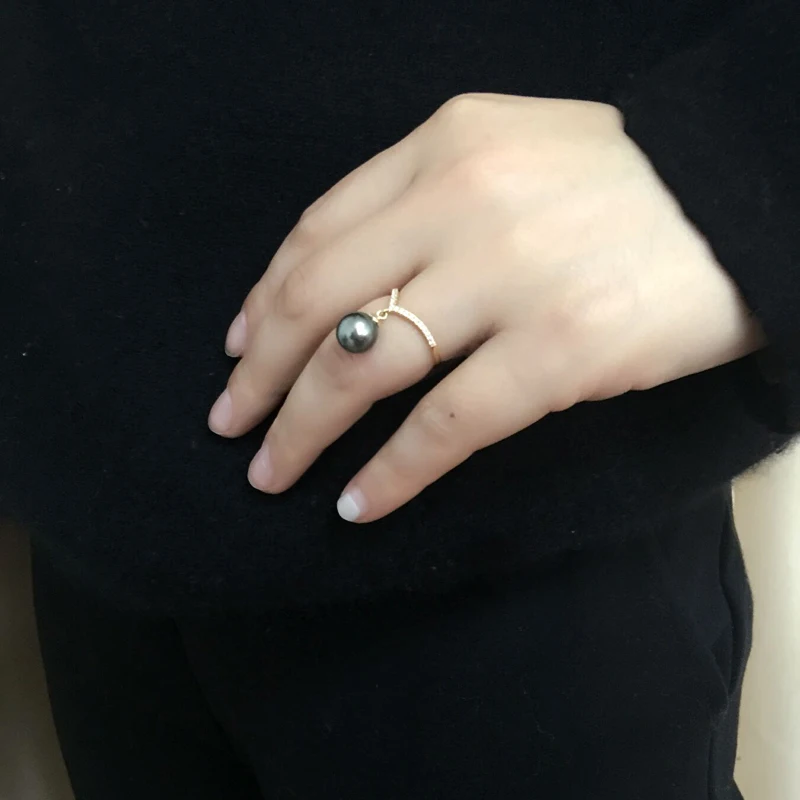 Женское кольцо с жемчугом Akoya из натурального желтого золота 18 К ювелирное