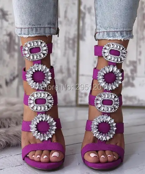 Женские босоножки с кристаллами Choudory на тонком высоком каблуке со стразами