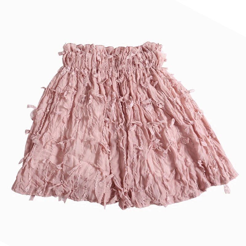 Женская шифоновая юбка ALPHALMODA универсальная мини-юбка с бахромой и эластичным