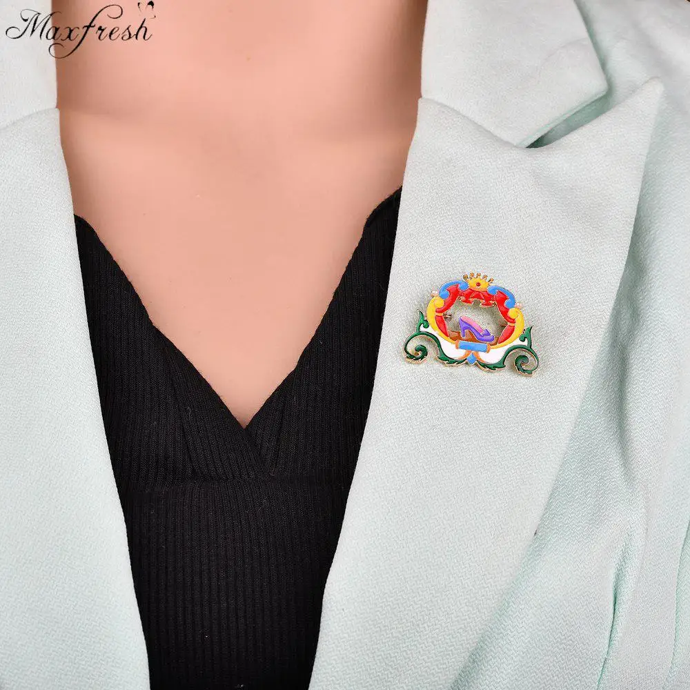 Maxfresh эмаль контакты Мода металлическая брошь куртка знак сказка платье Золушки обувь тыквы автомобиль