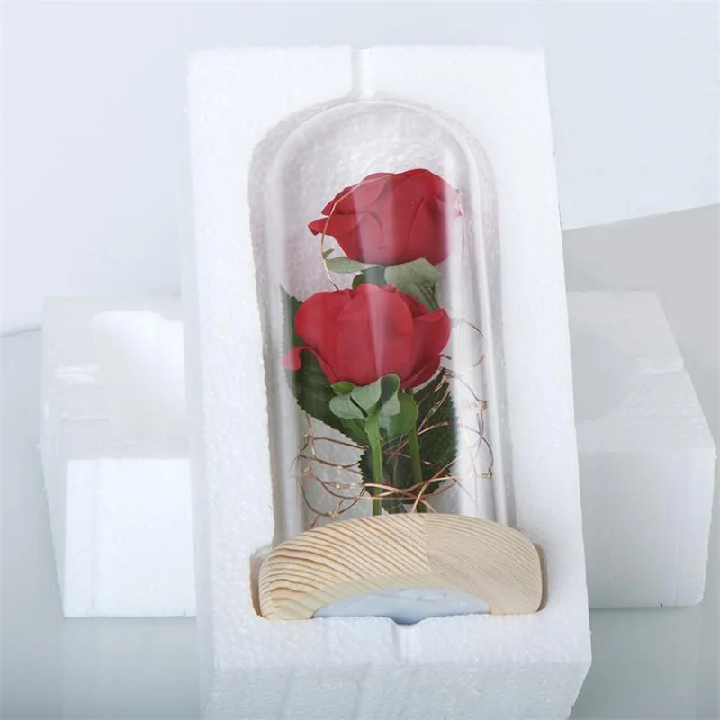 Beauty Rose and Beast светодиодный светильник-гирлянда с красным цветком, настольная лампа, романтический подарок на день Святого Валентина, День рождения, украшение