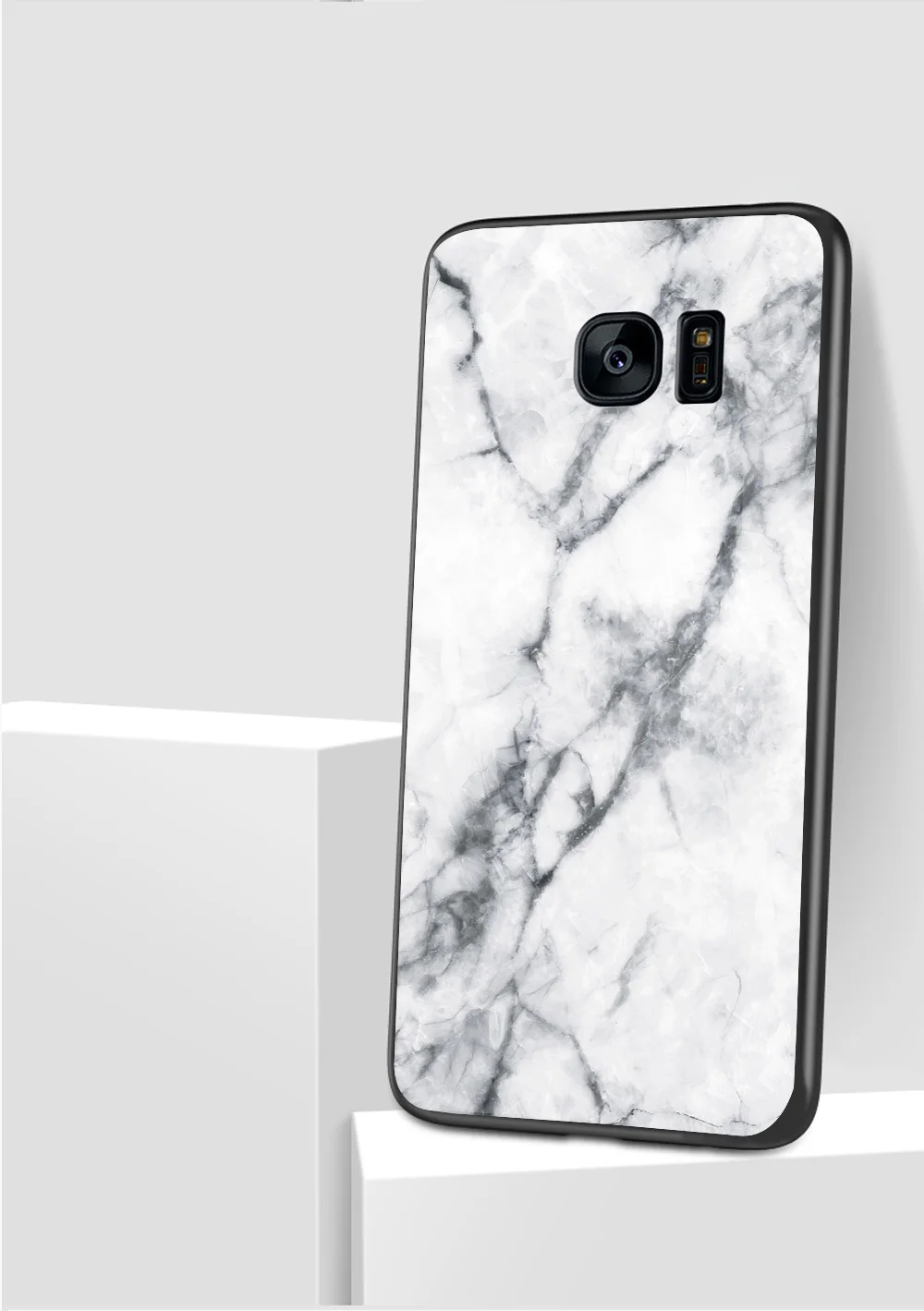 Для samsung Galaxy S7 edge чехол Роскошный Мраморный зернистый жесткий закаленное стекло защитный чехол на заднюю панель для samsung S7 S7edge оболочка