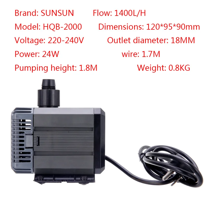 SUNSUN HQB-2000 Многофункциональный погружной насос для аквариума или рыбоводного пруда погружной насос 24 W - Цвет: HQB-2000