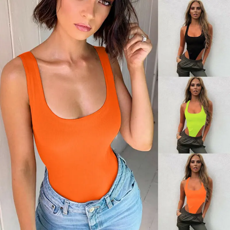 Женский летний Боди без рукавов облегающий обтягивающий боди Топ женский