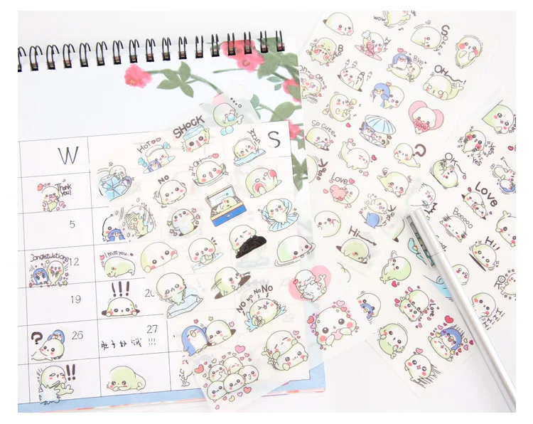 6 листов Kawaii Мультфильм Mamegoma милые канцелярские наклейки Скрапбукинг дневник выпечка в подарок упаковка ремесло DIY этикетка подарок для детей