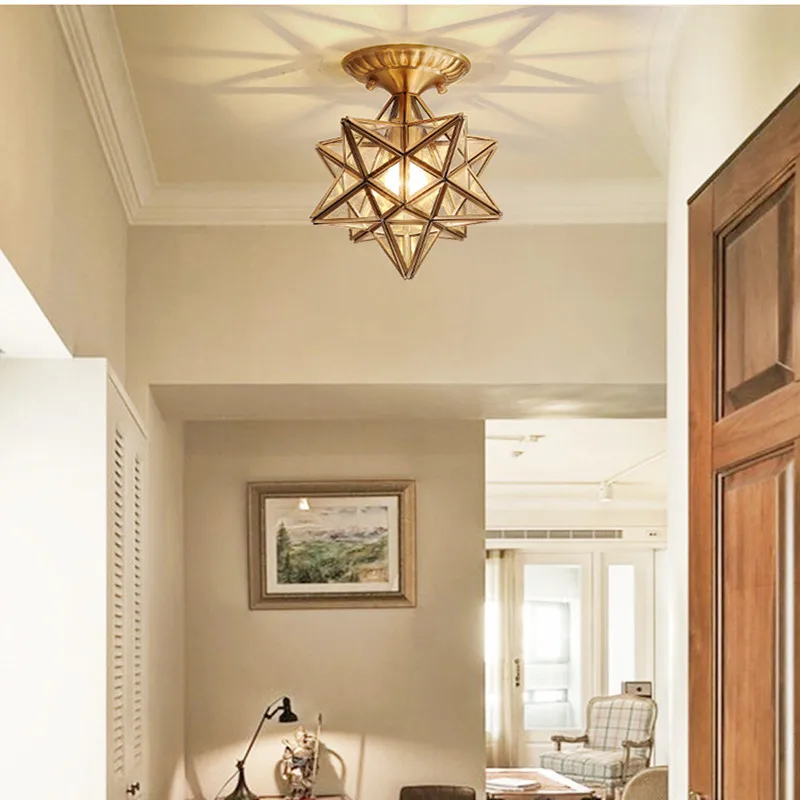 Стеклянный потолочный светильник в ретро стиле для прихожей модный креативный