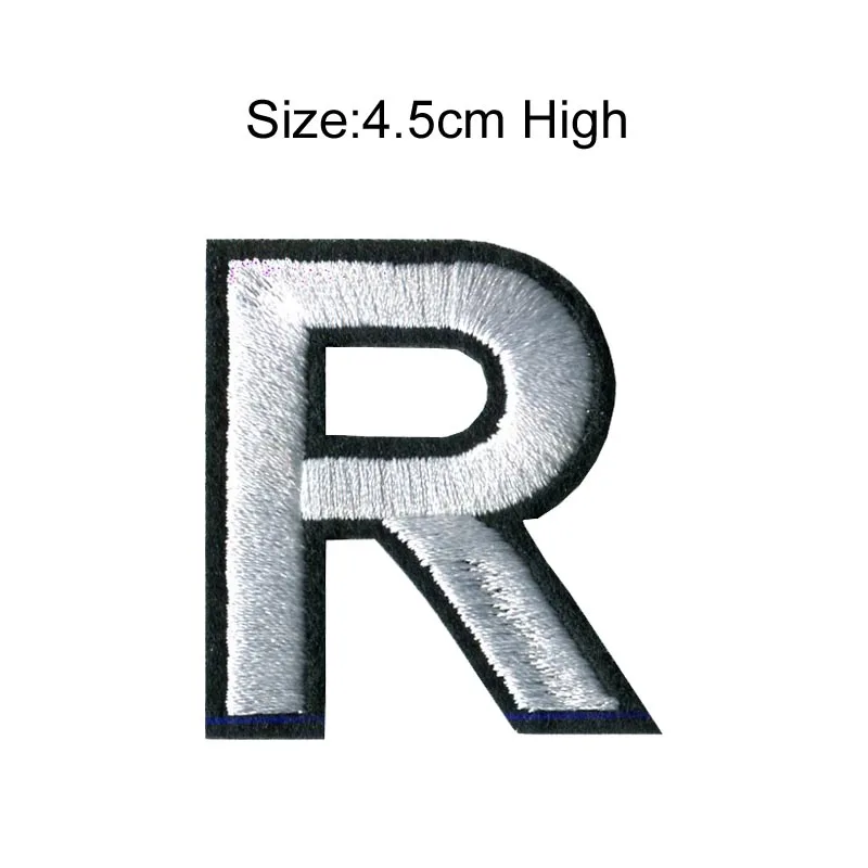 Aria R 1 шт. A-Z 0-9 белый Arial Английский алфавит буквы Смешанные Вышитые железные на нашивках пришить на сумку для одежды мешок брюки(45 мм высота - Цвет: Aria R