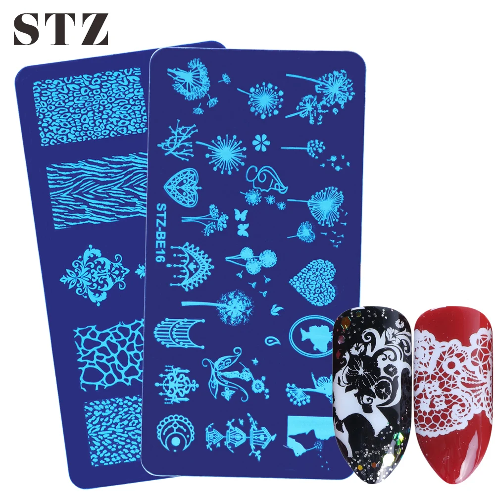 2 шт./компл. штамповочные пластины для ногтей STZ Леопардовый принт трафареты