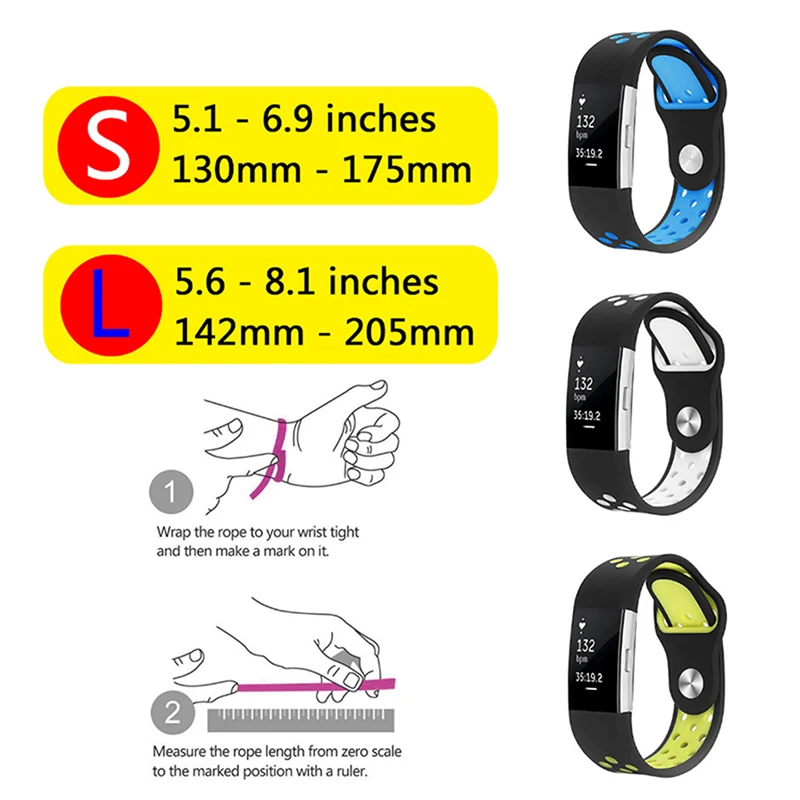 Цветной ремешок для Fitbit Charge 2 спортивный силиконовый на запястье браслет умный