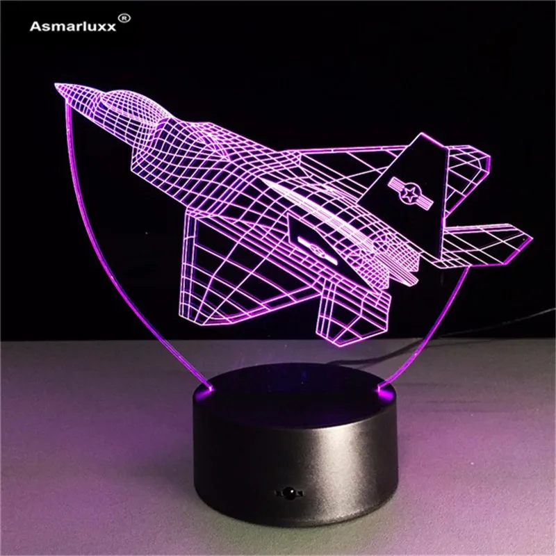 Ночник 3D для самолета настольная лампа боевого разные цвета Военный реактивный