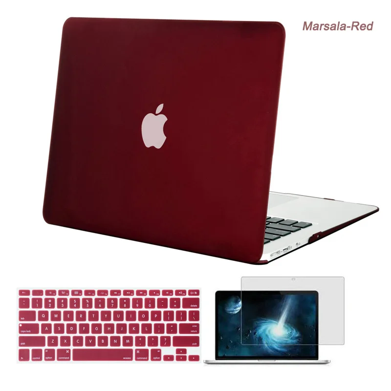 Твердый чехол MOSISO для ноутбука Macbook Pro 13 Touch Bar A1706 A1708 A1989 Mac Air 13 дюймов чехол для ноутбука - Цвет: Marsala Red