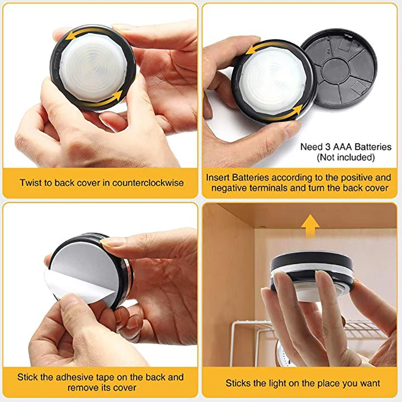 Светодиодные светильники для шкафа 3 шт. с пультом ДУ|Подшкафные лампы| |