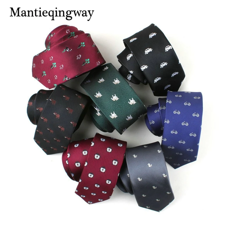 Классические мужские галстуки Mantieqingway 6 см с рисунком акулы из мультфильма на шею