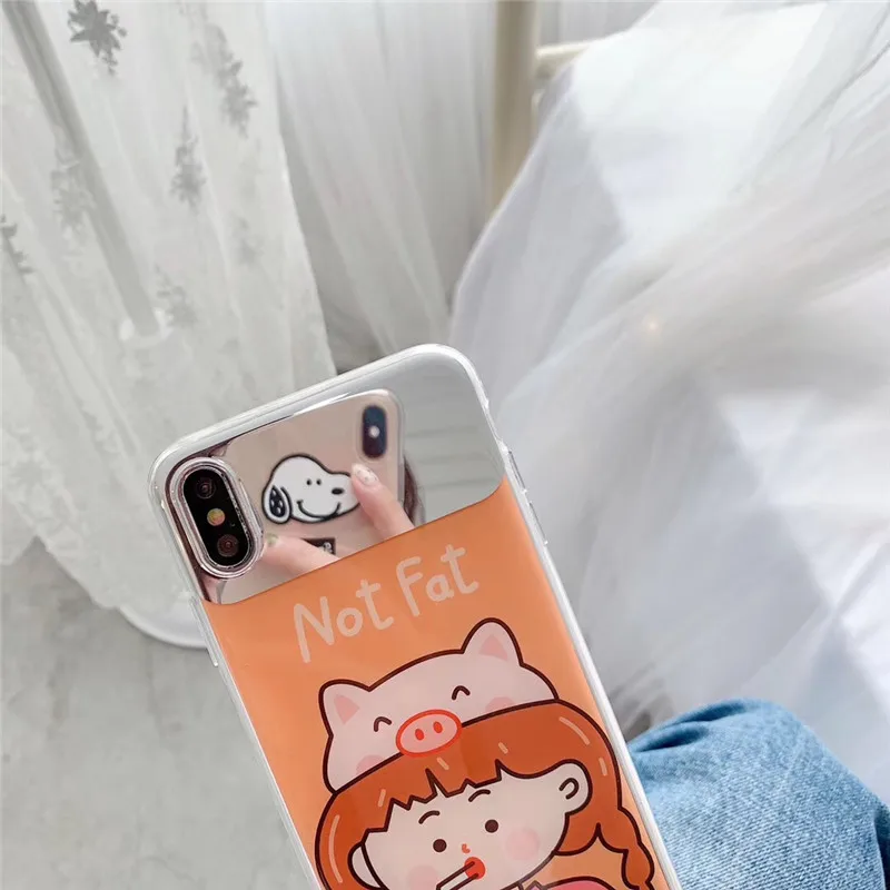JIBAN милые зеркало молока Чай девушка чехол для телефона Iphone XS Max XR X Глянцевая