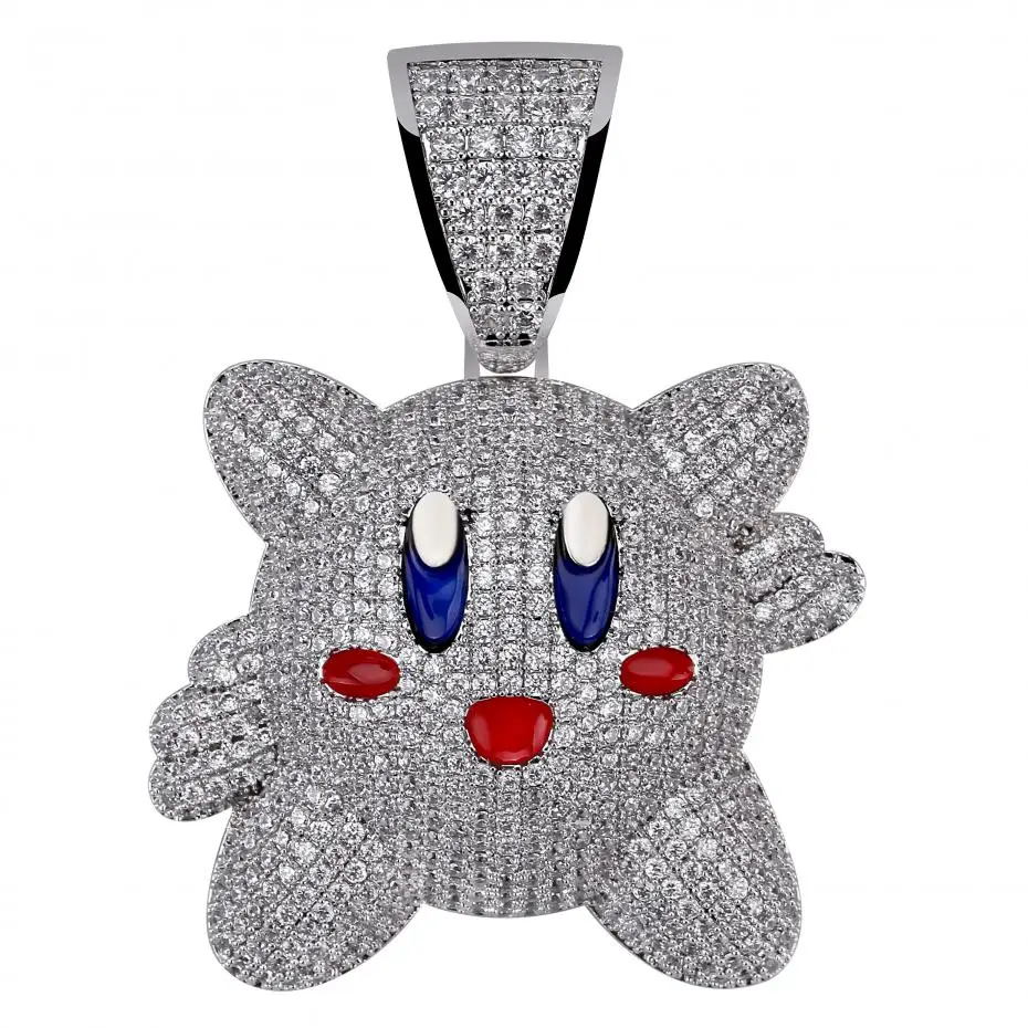 Iced Out 3D ожерелье с кулоном Кирби мужские/женские с теннисная цепочка Bling хип хоп золотой цвет серебра талисман Цепочка-украшение подарки