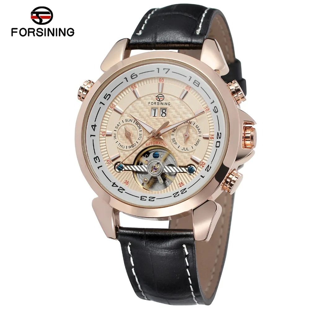 FORSINING мужские часы с автоматическим турбийоном прозрачным циферблатом и