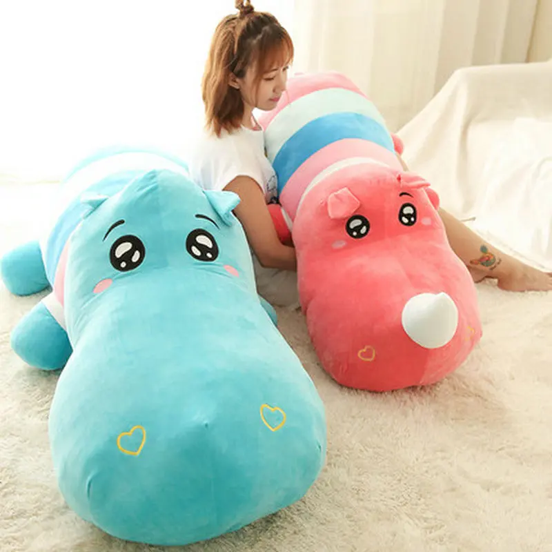 

160cm Large Size Soft Hippos Plush Toys Hippopotamus Dolls Rhinoceros Sofa Pillows Animal Cushions Baby's Birthday Present Gift
