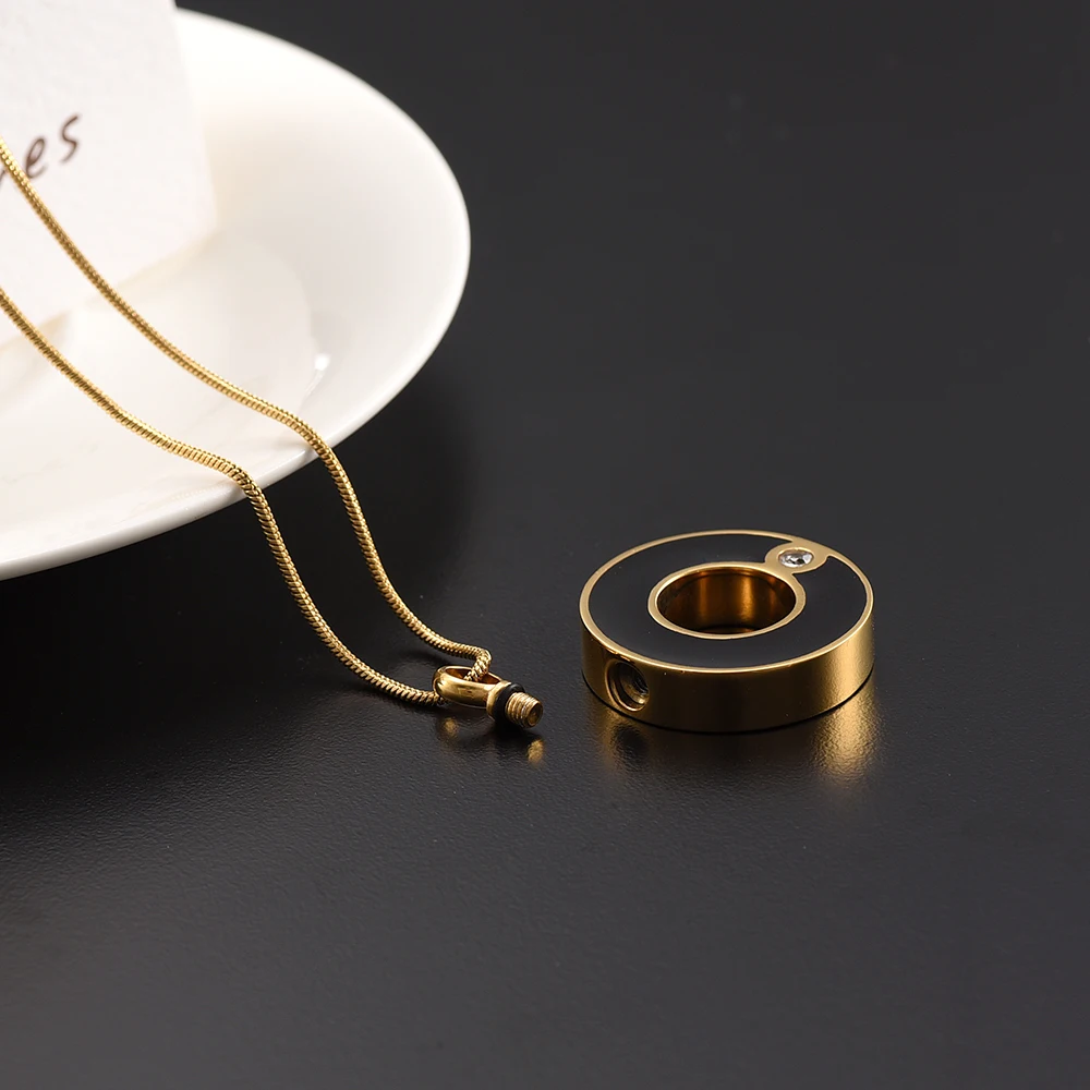 

CMJ8074 Golden Color Memorial Jewelry Circle Pet Dogs Cats Cremation Urn Pendant Ashes Holder Keepsake Necklace