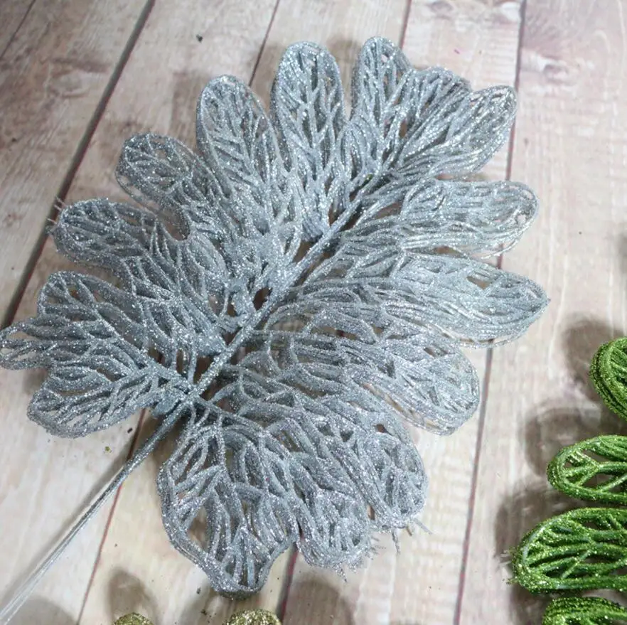 20pcs Artificial Glitter Powder Money Tree Leaf Branch For Flower Arrangement Accessories Home Wedding Garden Decoration | Дом и сад
