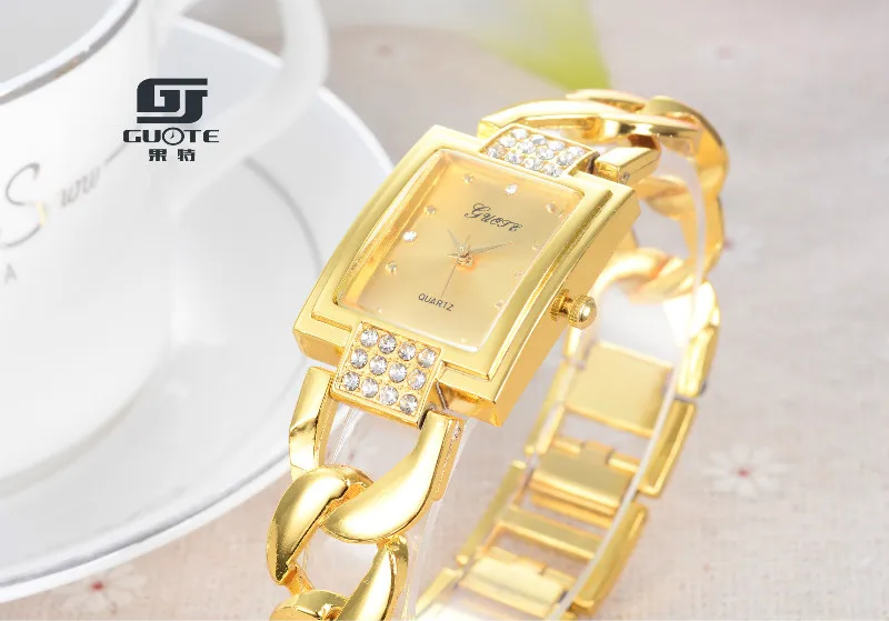 Новые модные роскошные Для женщин розового золота прямоугольник циферблат