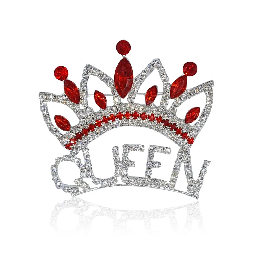 Blingbling красный брошь-корона со стразами Pin для королевы Леди подарок