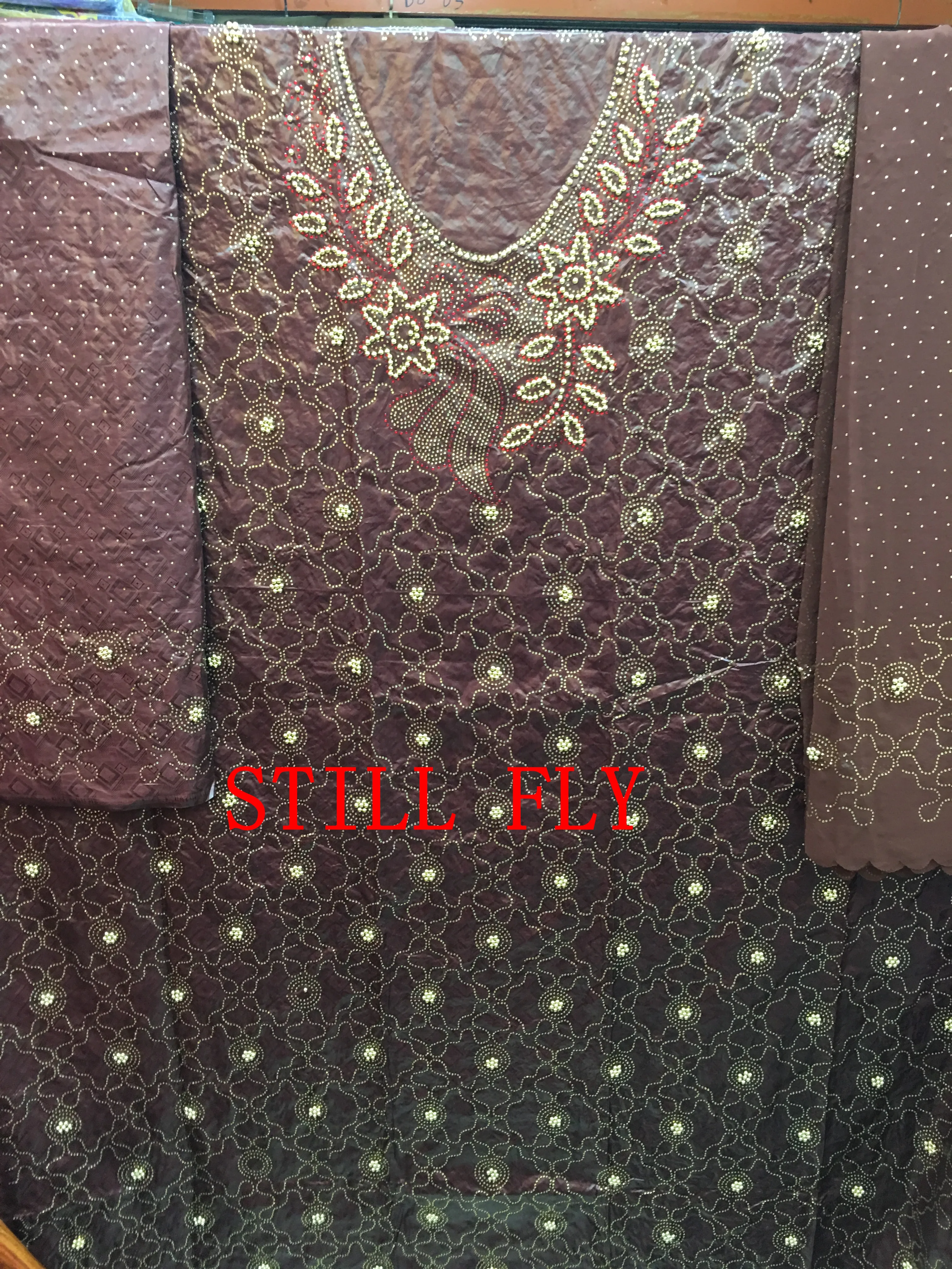 White bazin riche fabric tissus brocade atiku with beads and stones for dress 7yards/lot | Дом и сад