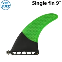 single longboard surfboard fins 1pc fin 9 surf fin green color fin fiberglass honeycomb carbon single fin