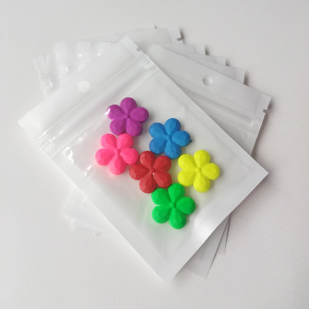 500pcs 6*10 см белый/прозрачная печать молнию Пластик упаковка полиэтиленовый пакет