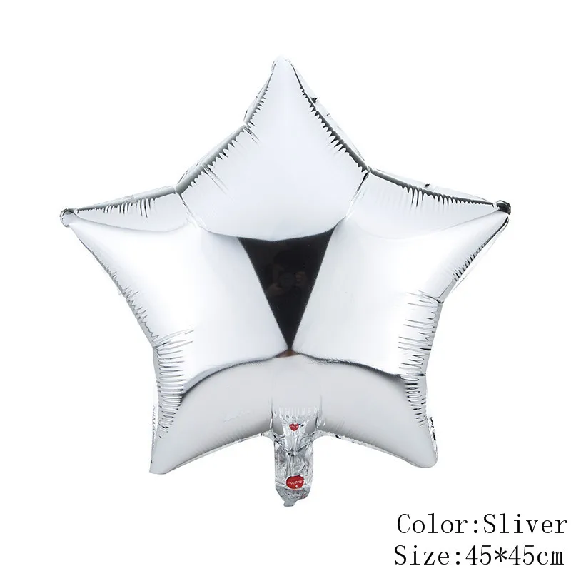 Серебристый 6 шт. детский душ Globos 18 дюймов Белый розовое золото Звездные гелиевые фольгированные шары день рождения девочки мальчика 1st вечерние Принадлежности Декор чистый цвет - Цвет: Серебристый