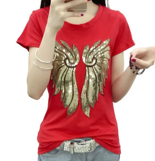 

2018 New Wings With Sequined Patches Fashion Applique lron on Patch for Clothes Bags DIY Decal Apparel Accessory 2pcs