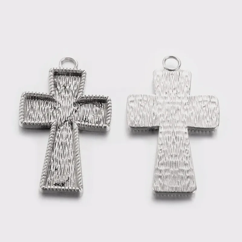 Antique Silver 30 шт. 70x43x4 мм Тибетский Стиль крест кулон кабошон настройки, без свинца и кадмия и никель бесплатно, античное серебро F85 - Цвет: Antique Silver