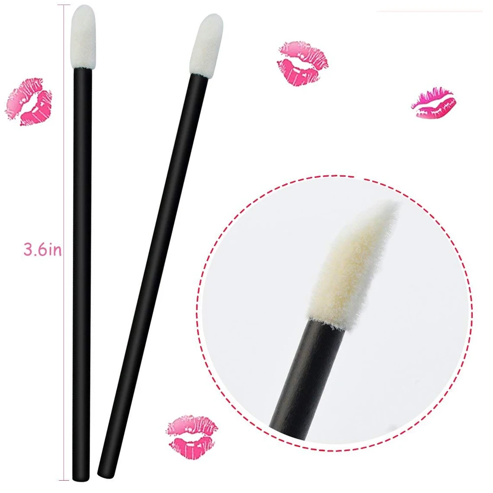100Pcs/Set Disposable Lip Brushes Lipstick Applicators Make Up Brush Gloss Wands Applicator Tool Makeup Beauty Kit(Blac | Красота и
