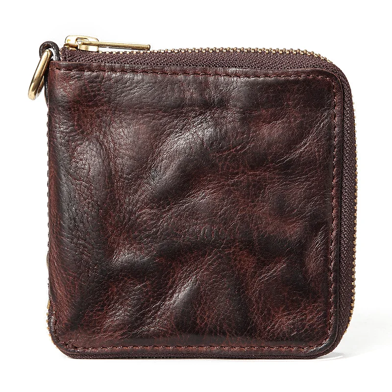 Оригинальный короткий кошелек ручной работы кожаные кошельки на молнии мужские