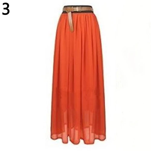 Женская двухслойная шифоновая плиссированная длинная юбка макси в стиле ретро с