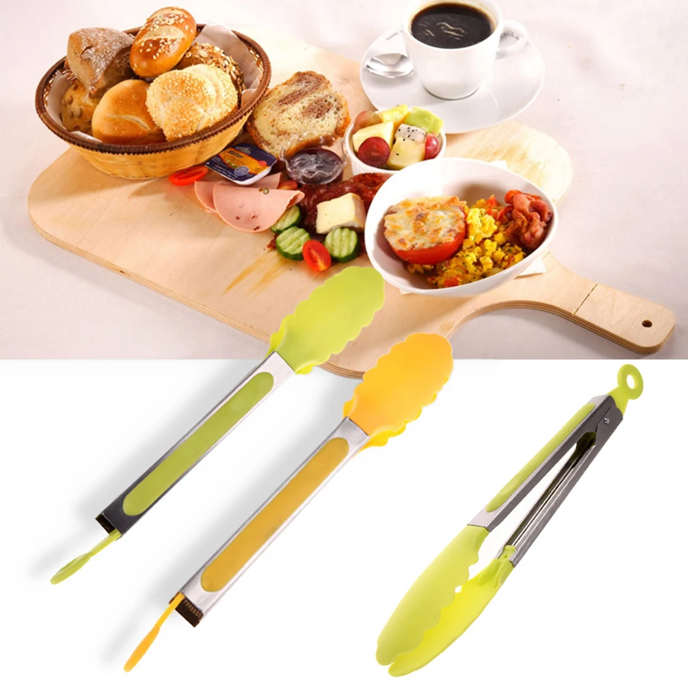 Kitchen Tongs BBQ Accessories Anti-Burn Silicone Picnic Food Clip Vegetable Cake Randomly Color | Дом и сад