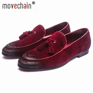 Movechain мужские классические Мягкие Мокасины с кисточками, мужские лоферы из натуральной замши, повседневные уличные туфли на плоской подошве для вождения, размеры 38-48