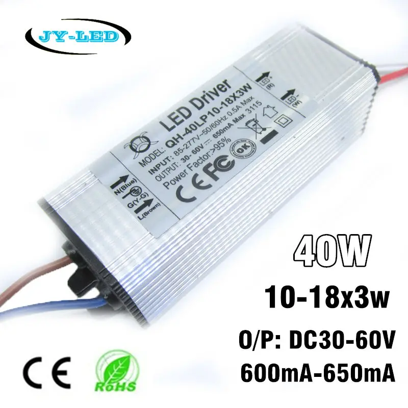 Светодиодный драйвер 2 шт. 40 Вт 650 мА DC30-60V 10-18x3W водонепроницаемый IP67 постоянный